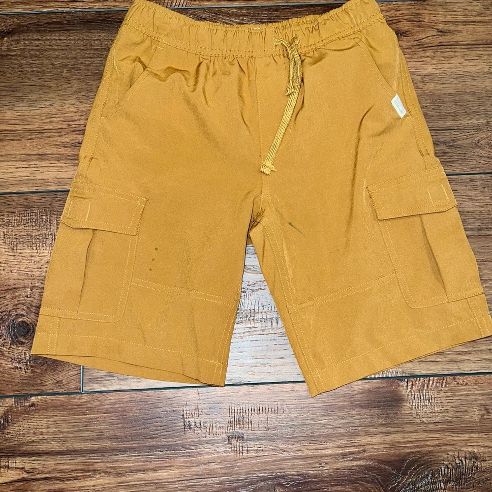 Weatherproof Yellow Cargo Shorts with Elastic Waistband
